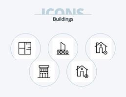 design de ícone do pacote de 5 ícones de linha de edifícios. igreja. prédio. real. real. encontrar vetor
