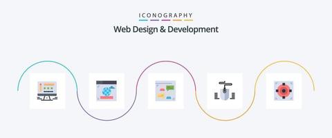 web design e desenvolvimento flat 5 icon pack incluindo . sucesso. do utilizador. conquista. projeto vetor