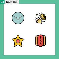 4 ícones criativos, sinais modernos e símbolos de elementos de design de vetores editáveis de cachorro-quente de vegetais multimídia de baixo estúdio