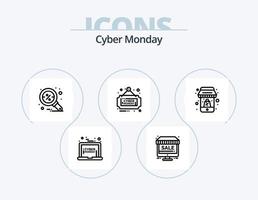 cyber segunda-feira linha ícone pack 5 design de ícone. ciber. segunda-feira. oferta. ciber. pacote vetor