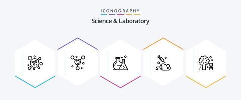 pacote de ícones de 25 linhas de ciência, incluindo . . laboratório. árvore. dna vetor