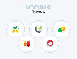 design de ícones do pacote de ícones planos de farmácia 5. . farmacia. medicamento. saúde. emergência vetor