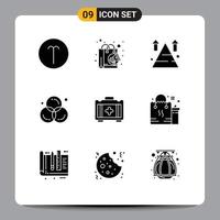 9 ícones criativos sinais modernos e símbolos de elementos de design de vetores editáveis de círculo de montanha de cor gráfica