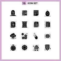 pacote de 16 sinais e símbolos de glifos sólidos modernos para mídia de impressão na web, como arquivo de documento de formato de cor, elementos de design de vetores editáveis