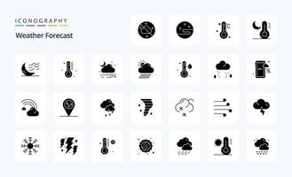 pacote de ícones de glifo sólido de 25 climas vetor