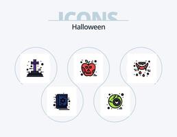linha de halloween cheia de ícones pack 5 design de ícones. dia das Bruxas. face. lobo de guerra. avatar. coruja vetor