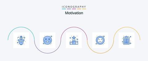 pacote de ícones de motivação azul 5 incluindo ok. prancheta. posição. feliz. biscoito vetor