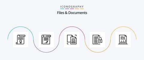 pacote de ícones de linha 5 de arquivos e documentos, incluindo arquivo. dados. observação. duplicado. dados vetor