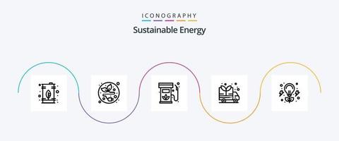 pacote de ícones da linha 5 de energia sustentável, incluindo energia. furgão. biodiesel. verde. renovável vetor