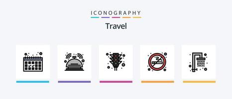linha de viagem cheia de 5 ícones incluindo gancho. peixe. acampamento. localização. GPS. design de ícones criativos vetor