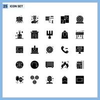 conjunto de 25 sinais de símbolos de ícones de interface do usuário modernos para elementos de design de vetores editáveis de mídia de crescimento de música do canadá