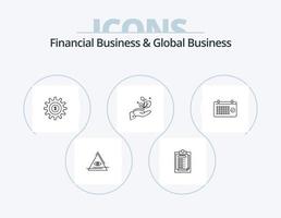 negócios financeiros e ícone de linha de negócios global pack 5 design de ícone. parceiro. aperto de mão. tempo. negócio. compartilhar vetor