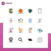 conjunto moderno de pictograma de 16 cores planas do instagram logic play desafio do labirinto pacote editável de elementos de design de vetores criativos