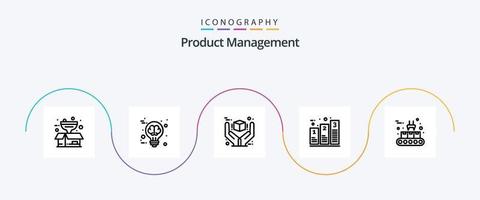 pacote de ícones da linha 5 de gerenciamento de produtos, incluindo fases. gráfico. ótimo. gráfico. produtos vetor
