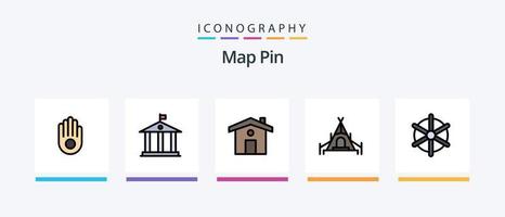 linha de pinos de mapa cheia de 5 ícones, incluindo serviço. homestay. viajando. elevador. mapas. design de ícones criativos vetor