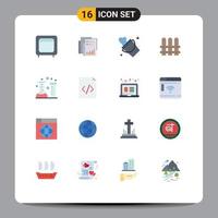 grupo de símbolos de ícone universal de 16 cores planas modernas de ferramenta de vedação bombeiro de negócios balde editável pacote de elementos de design de vetores criativos