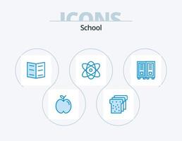 design de ícones do pacote de 5 ícones azuis da escola. leitura. biblioteca. marca páginas. Educação. física vetor
