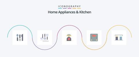 eletrodomésticos e cozinha plana 5 pacote de ícones incluindo . sal. vetor