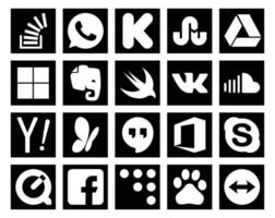 Pacote de 20 ícones de mídia social, incluindo msn yahoo música deliciosa soundcloud vetor