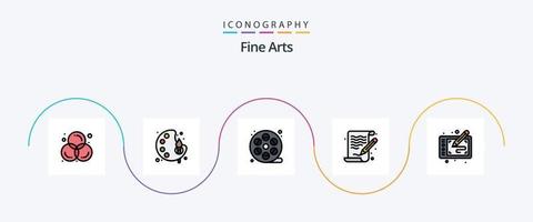 linha de belas artes cheia de pacote de ícones de 5 planos, incluindo gráfico. pintar. cor. artes. pintar vetor