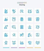 pacote de ícones azuis de limpeza criativa 25, como limpeza. varrer. sabão. limpeza. vassoura vetor