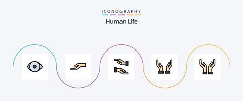 linha humana preenchida com 5 ícones planos, incluindo . cuidadoso. vetor