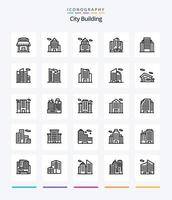 cidade criativa construindo 25 pacote de ícones de contorno, como edifício. lar. apartamento. prédio. escritório vetor