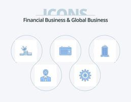 negócios financeiros e design de ícone azul do pacote de 5 ícones de negócios globais. tempo. month. sucesso. data. sucesso vetor