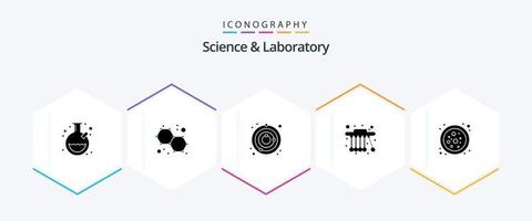 pacote de ícones de 25 glifos de ciência, incluindo . molécula. espaço. conexão. Ciência vetor
