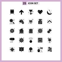 conjunto moderno de 25 glifos e símbolos sólidos, como estrela, lua, encanamento, amor, elementos de design de vetores editáveis favoritos