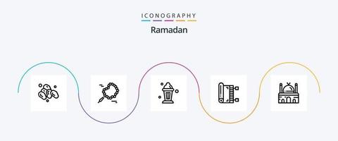 Pacote de ícones da linha 5 do Ramadã, incluindo oração. tapete . islamismo . Ramadã vetor