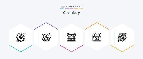 pacote de ícones de 25 linhas de química, incluindo flor. flor. prédio. mandarim. China vetor
