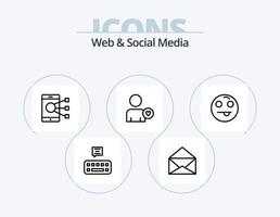 design de ícone do pacote de 5 ícones de linha de mídia social e web. mais. coração. telefone. amor. homem vetor