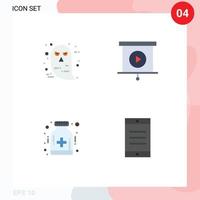 pacote de interface do usuário de 4 ícones planos básicos de apresentação de halloween de saúde de personagem elementos de design de vetores editáveis móveis
