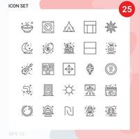 conjunto de pictogramas de 25 linhas simples de elementos de design de vetores editáveis de primavera de tecnologia de site de leme