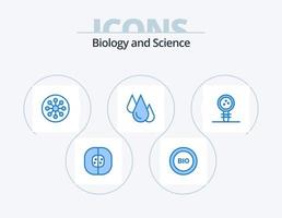 design de ícones do pacote de 5 ícones azuis de biologia. conhecimento. biologia. energia. estudar. aprender vetor