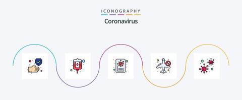 linha de coronavírus cheia de pacote de ícones de 5 planos, incluindo coronavírus. não permitido. notícias. banido. infravermelho vetor