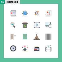 16 ícones criativos, sinais e símbolos modernos da barra de gráfico de bonbon de pesquisa de hora, pacote editável de elementos de design de vetores criativos
