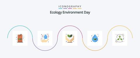 pacote de ícones de 5 planos de ecologia, incluindo água. eco. mão. folha. plantar vetor