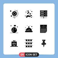 grupo de símbolos de ícones universais de 9 glifos sólidos modernos de elementos de design de vetores editáveis de bandeira de espaço de hospedagem de bebês