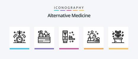 pacote de ícones da linha 5 de medicina alternativa, incluindo queimador. laranja. assistência médica. suco. bebida. design de ícones criativos vetor