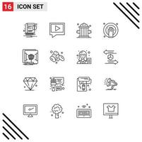 conjunto de 16 sinais de símbolos de ícones de interface do usuário modernos para digitalização dimensional clipart spa mão embeber elementos de design de vetores editáveis