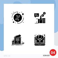 pacote de ícones de vetores de ações de 4 sinais e símbolos de linha para campanha de casa de investimento facebook construindo elementos de design de vetores editáveis