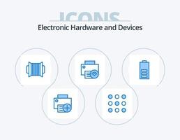 design de ícones do pacote de ícones azuis de dispositivos 5. bateria. hardware. acordeão. gadget. computadores vetor