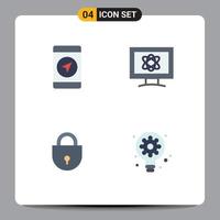 pacote de interface do usuário de 4 ícones planos básicos de elementos de design de vetores editáveis criativos de espaço atômico bloqueado móvel