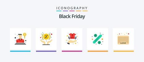 Black Friday Flat 5 Icon Pack incluindo venda. grande venda. comprar. vendas. camisa. design de ícones criativos vetor