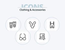 design de ícones do pacote de 5 ícones de linha de roupas e acessórios. calça. aparelho ortodôntico. bolsa. bebê. Bagagem vetor