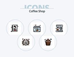 linha de café cheia de ícones pack 5 design de ícones. café. sinal. xícara. comprar. café vetor