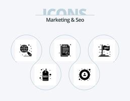 marketing e ícone de glifo seo pack 5 design de ícone. seo. ideia. globo. bandeira. SEO vetor