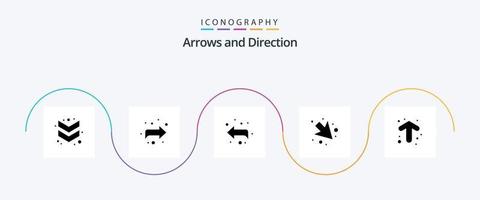 pacote de ícones de glifo de seta 5, incluindo . direção. esquerda. acima. seta vetor